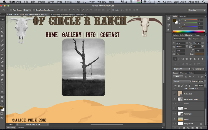 web interface design circle ranch western cowboy americana photoshop techniques vector graphic